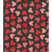44 x 36 Valentine Glitter Hearts Toss Dots Fabric Traditions 100% Cotton